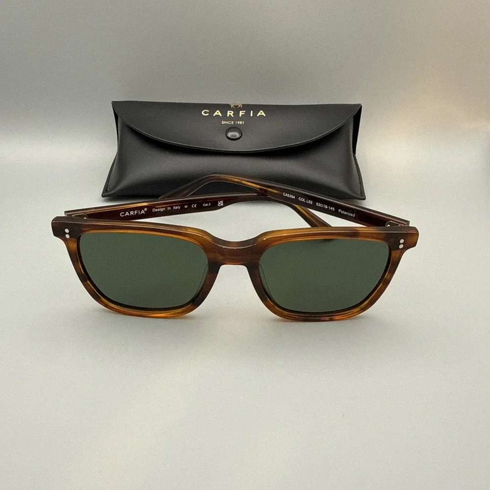 Carfia CA5354 Polarized Authentic Italian Sunglasses Tortoise Frame/Green & Case